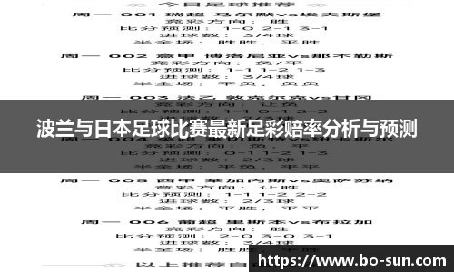波兰与日本足球比赛最新足彩赔率分析与预测